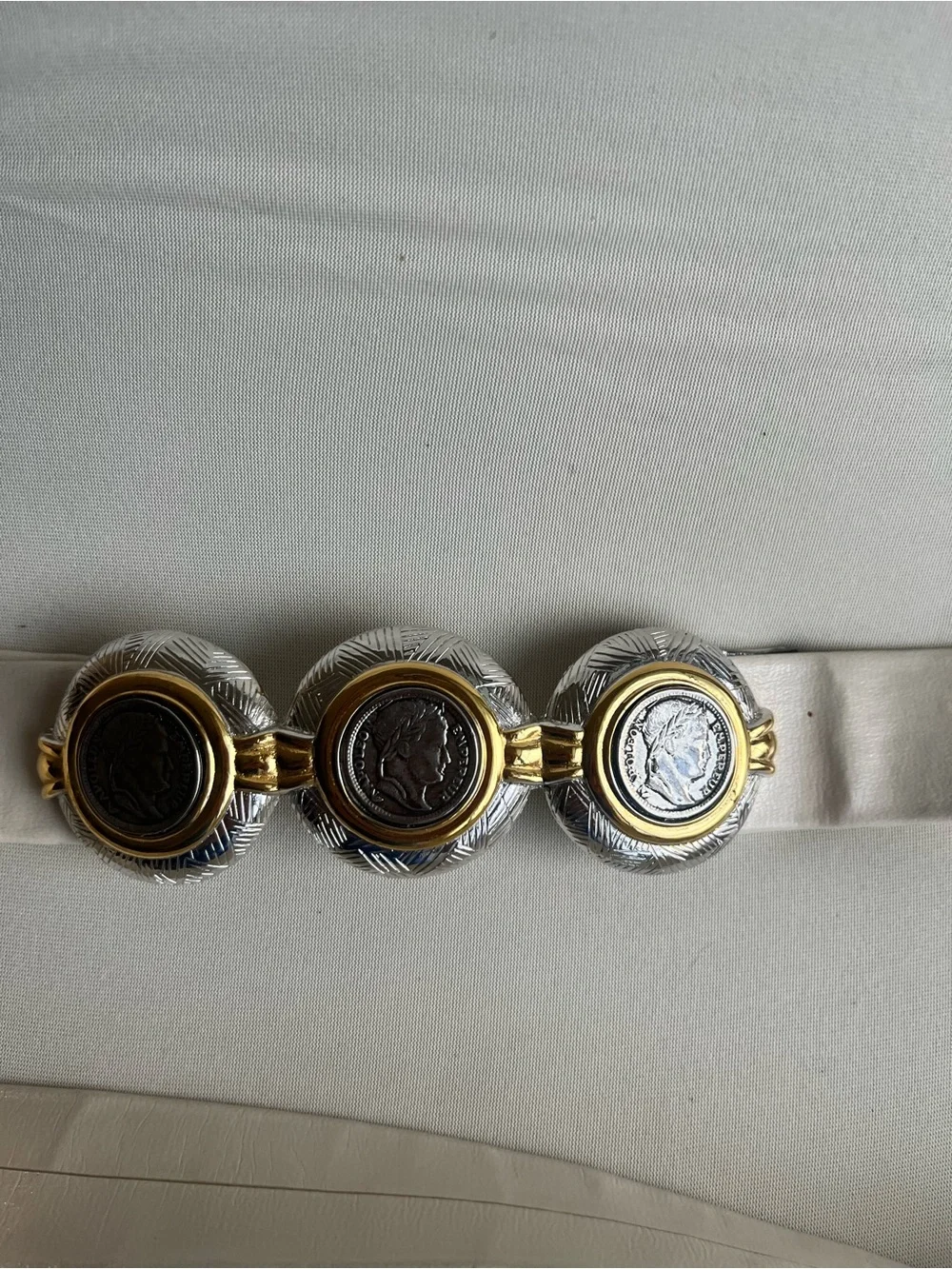 Vintage Coin Double Belt Buckle Dotty Smith Vintage 80s‎ Adjustable  old money